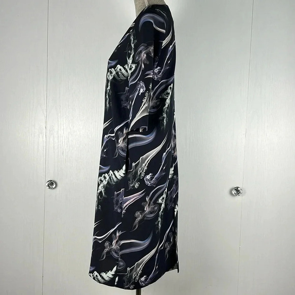 & OTHER STORIES Fumé Print Dress Elbow Length Sleeve V-Neck Black Size 4 - Picture 8 of 16